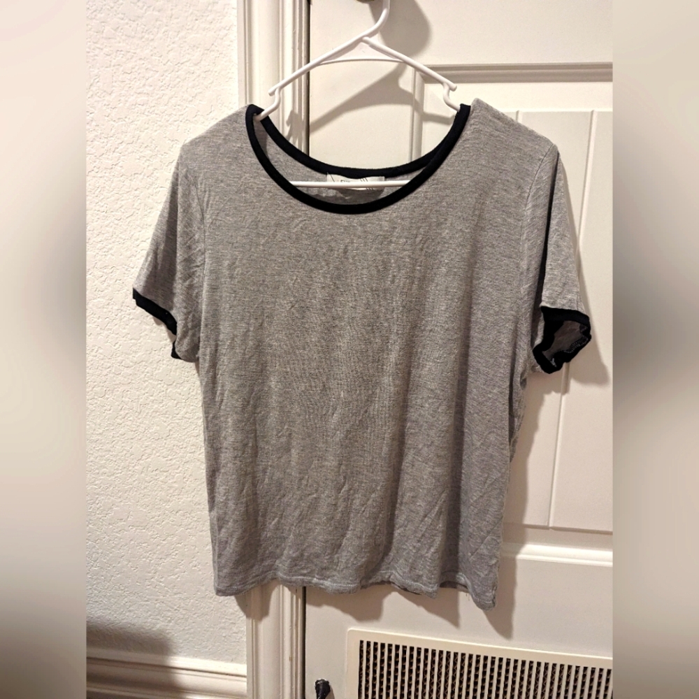 Grey and Black crop tee